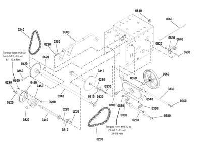 Traction Drive Group Diagram and Parts List for 824LD 1696154-01 Briggs and Stratton Snow Blower
